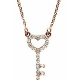 14K Rose 1/8 CTW Diamond Petite Heart Key 16.5" Necklace-67071:84405:P-ST-WBC
