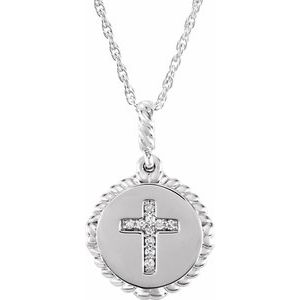 Platinum .04 CTW Diamond Cross Rope 16-18" Necklace-R42339:608:P-ST-WBC