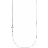 Platinum Off-Center Sideways Cross 16" Necklace  -86564:6003:P-ST-WBC