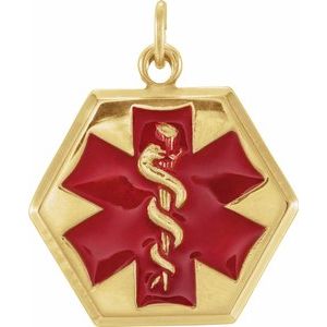 14K Yellow & Red Enamel 24.5x20 mm Engravable Medical Idenfication Pendant-51610:60000:P-ST-WBC