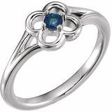 14K White Blue Sapphire Youth Flower Ring-71944:600:P-ST-WBC