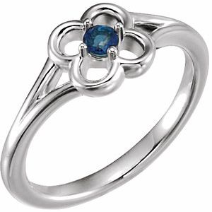 14K White Blue Sapphire Youth Flower Ring-71944:600:P-ST-WBC