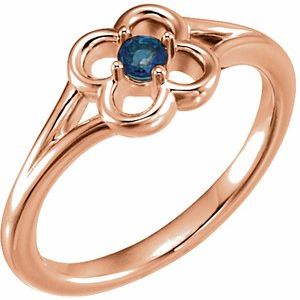 14K Rose Blue Sapphire Youth Flower Ring-71944:602:P-ST-WBC
