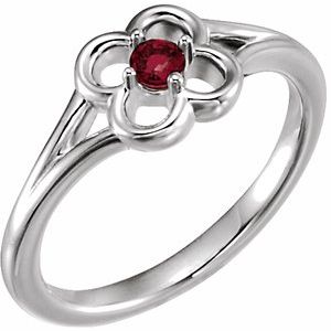 14K White Mozambique Garnet Youth Flower Ring-71944:605:P-ST-WBC