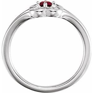 14K White Mozambique Garnet Youth Flower Ring-71944:605:P-ST-WBC