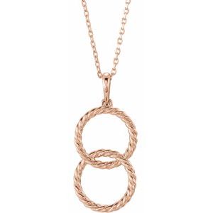 14K Rose Interlocking Circle 16-18" Necklace-86610:602:P-ST-WBC