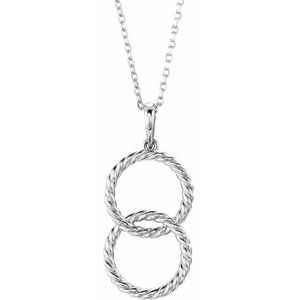 14K White Interlocking Circle 16-18" Necklace-86610:600:P-ST-WBC