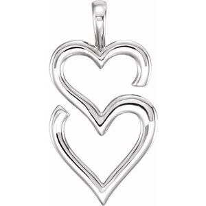 Sterling Silver Double Heart Pendant -86329:105:P-ST-WBC