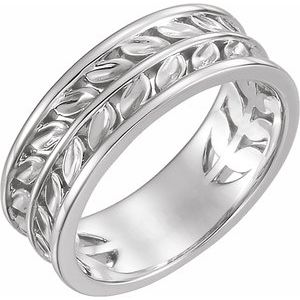 Sterling Silver Leaf Ring-51639:105:P-ST-WBC