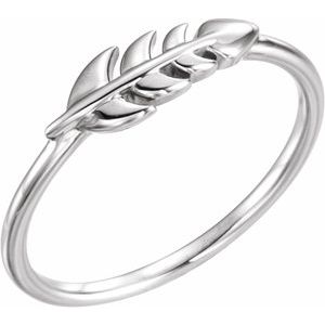 Sterling Silver Leaf Ring-51648:105:P-ST-WBC