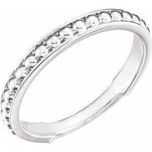 Sterling Silver Beaded Stackable Ring-51633:105:P-ST-WBC