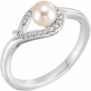 14K White Freshwater Cultured Pearl & .07 CTW Diamond Bypass Ring-6501:600:P-ST-WBC