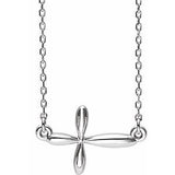 Platinum Sideways Cross 16-18" Necklace-86620:104:P-ST-WBC