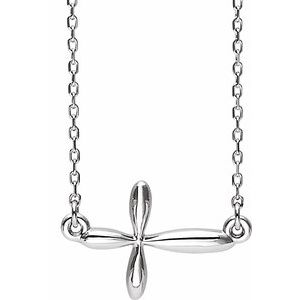 Platinum Sideways Cross 16-18" Necklace-86620:104:P-ST-WBC