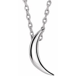 Sterling Silver Crescent 16-18" Necklace -86607:604:P-ST-WBC