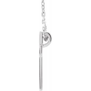 Platinum Open Cross 16-18" Necklace-R42353:603:P-ST-WBC