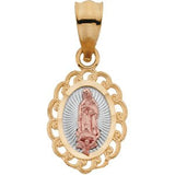 14K Yellow/Rose 11x9 mm Oval Our Lady of Guadalupe Pendant with Rhodium Plating-R41651:60001:P-ST-WBC