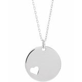 Sterling Silver Pierced Heart Disc 16-18" Necklace -86619:607:P-ST-WBC