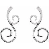 14K White 38x17 mm Scroll Pattern Earrings-84322:600:P-ST-WBC