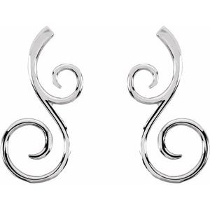 14K White 38x17 mm Scroll Pattern Earrings-84322:600:P-ST-WBC