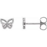 14K White 6.1x4.8 mm Butterfly Earrings-28601:101:P-ST-WBC