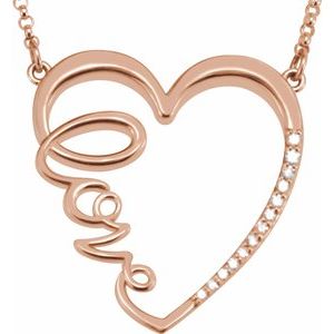 14K Rose 1/6 CTW Diamond "Love" Heart Infinity-Inspired 18" Necklace -85509:60001:P-ST-WBC