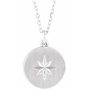 Sterling Silver Starburst Disc 16-18" Necklace-86649:604:P-ST-WBC