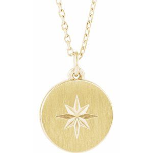 14K Yellow Starburst Disc 16-18" Necklace-86649:601:P-ST-WBC