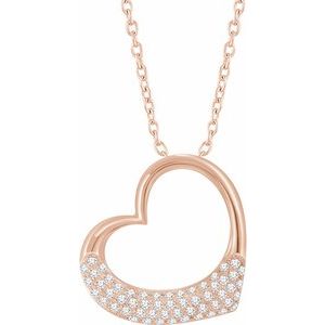 14K Rose 1/5 CTW Diamond Heart 16-18" Necklace -652721:60002:P-ST-WBC