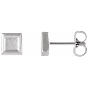 Platinum Square Petite Earrings -86659:603:P-ST-WBC