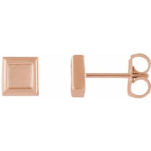 14K Rose Square Petite Earrings -86659:602:P-ST-WBC