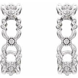 14K White Quatrefoil Hoop Earrings -86644:600:P-ST-WBC