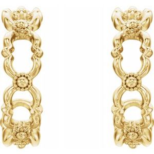 14K Yellow Quatrefoil Hoop Earrings -86644:601:P-ST-WBC