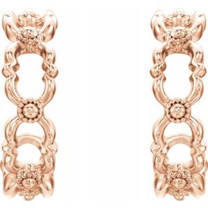 14K Rose Quatrefoil Hoop Earrings -86644:602:P-ST-WBC