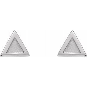 14K White Petite Triangle Earrings  -86658:600:P-ST-WBC