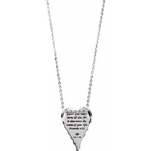 Sterling Silver Guard Your Heart 18" Necklace-R45187:10:P-ST-WBC