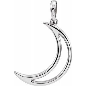 Sterling Silver 25.7x4.7 mm Crescent Moon Pendant-85880:1005:P-ST-WBC