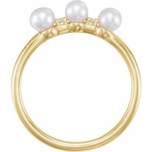 14K Yellow Freshwater Cultured Pearl & .03 CTW Diamond Stackable Ring    -6503:606:P-ST-WBC
