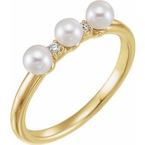 14K Yellow Freshwater Cultured Pearl & .03 CTW Diamond Stackable Ring    -6503:606:P-ST-WBC