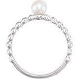 14K White 5.5-6.0 mm Freshwater Cultured Pearl Stackable Beaded Ring-6469:101:P-ST-WBC