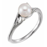 14K White Freshwater Pearl & .03 CTW Diamond Bypass Ring -6502:605:P-ST-WBC