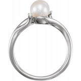 14K White Freshwater Pearl & .03 CTW Diamond Bypass Ring -6502:605:P-ST-WBC