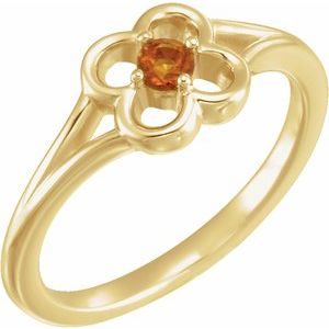 14K Yellow Citrine Youth Flower Ring-71944:622:P-ST-WBC