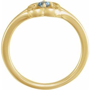 14K Yellow Aquamarine Youth Flower Ring-71944:610:P-ST-WBC