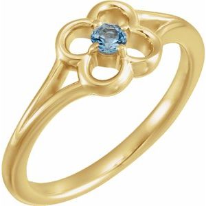 14K Yellow Aquamarine Youth Flower Ring-71944:610:P-ST-WBC