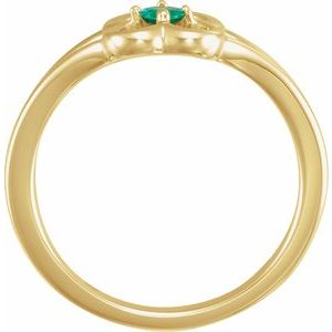 14K Yellow Emerald Youth Flower Ring-71944:614:P-ST-WBC