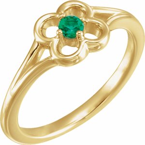 14K Yellow Emerald Youth Flower Ring-71944:614:P-ST-WBC