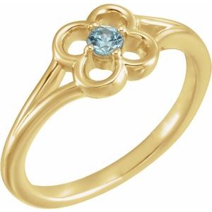 14K Yellow Blue Zircon Youth Flower Ring-71944:624:P-ST-WBC