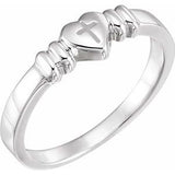 14K White Heart & Cross Chastity Ring Size 8-R7027:144272:P-ST-WBC