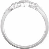 14K White Heart & Cross Chastity Ring Size 5-R7027:144270:P-ST-WBC